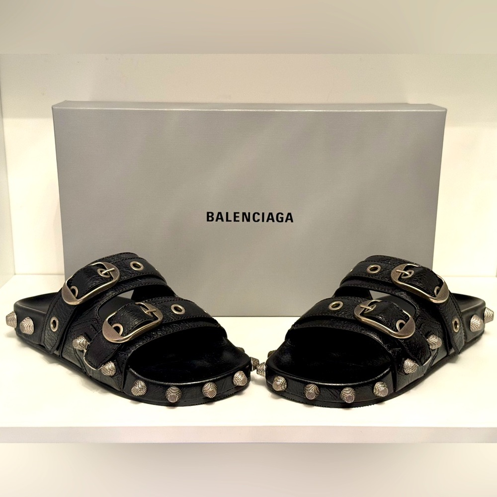 Balenciaga Cagole Studded Slides - NEW